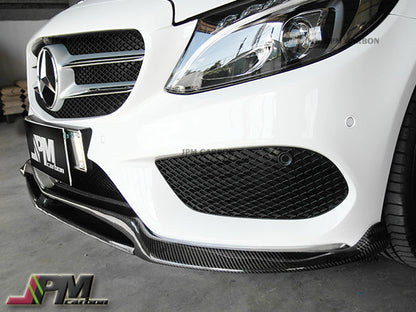 [JPMCarbon] DP2 Style Carbon Fiber Front Bumper Add-on Cover Lip Fits For 2015-2018 Mercedes-Benz W205 Pre-facelift C-Class with AMG Sport Package Only