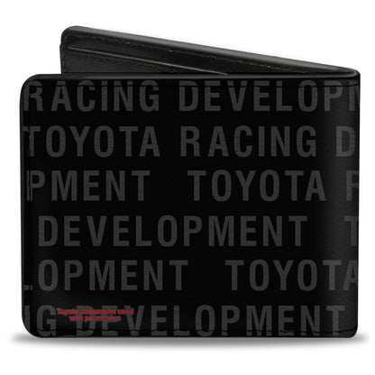 Bi-Fold Wallet - Toyota TRD Logo and TOYOTA RACING DEVELOPMENT Text Stripe Black/Red/Gray