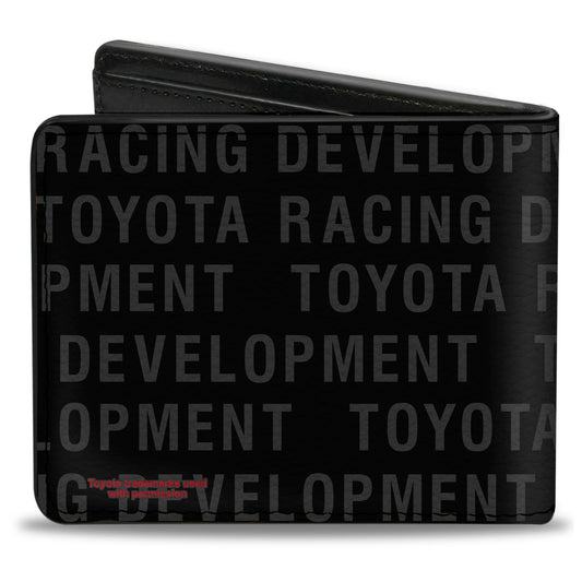 Bi-Fold Wallet - Toyota TRD Logo and TOYOTA RACING DEVELOPMENT Text Stripe Black/Red/Gray