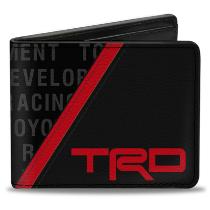 Bi-Fold Wallet - Toyota TRD Logo and TOYOTA RACING DEVELOPMENT Text Stripe Black/Red/Gray