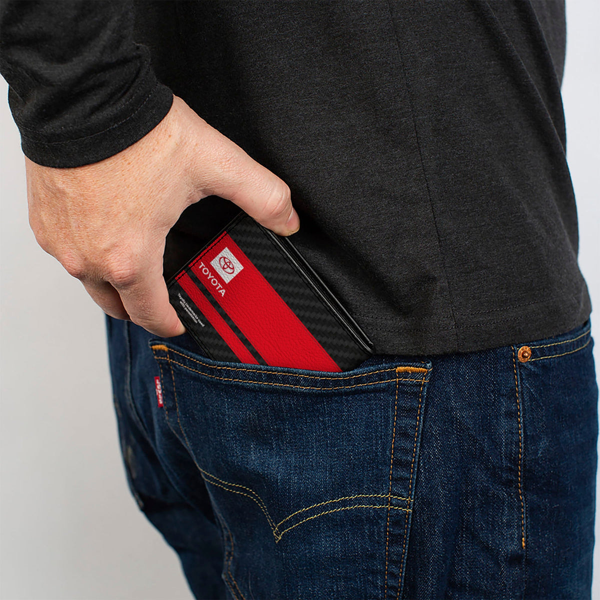 Bi-Fold Wallet - Toyota TRD Logos Stripe Black/Red/Black/White