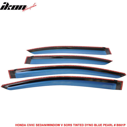 2012-2015 Honda Civic 4 Door Sedan Tape on Window Visors Shade Acrylic
