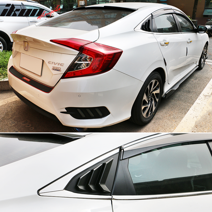 2016-2021 Honda Civic Sedan Unpainted Side Quarter Window Louvers ABS
