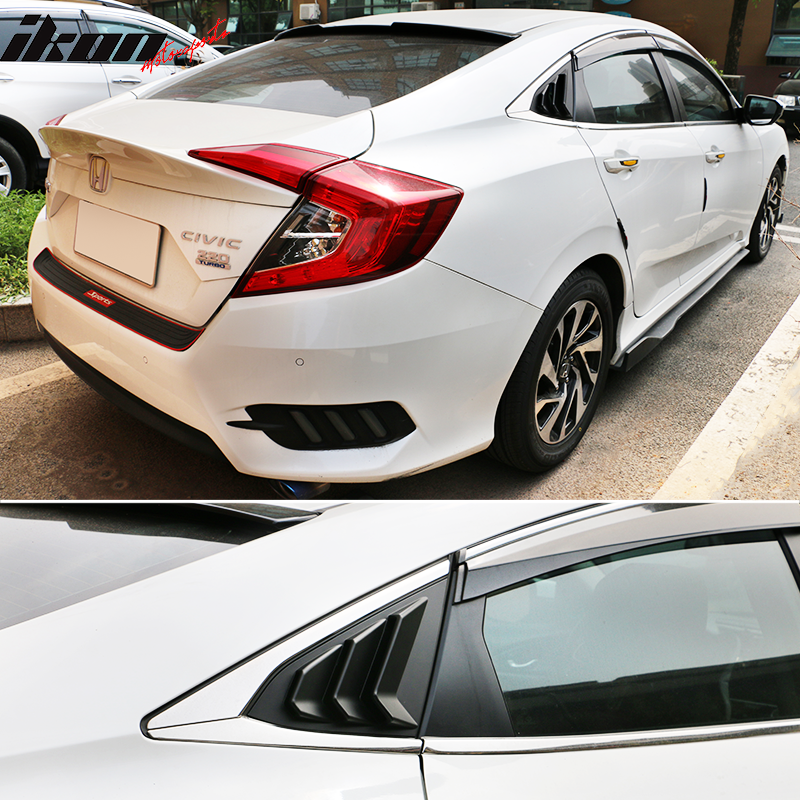 2016-2021 Honda Civic Sedan Rear Window Louver Side Quarter Scoop ABS
