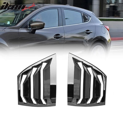 2014-2018Â Mazda 3 Gloss Black Rear Window Louvers Quarter Scoop ABS