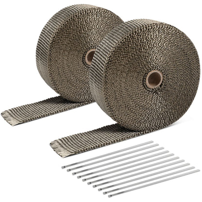 Type-2 Style Exhaust Heat Wrap Titanium 2" x 50' with Zip Ties