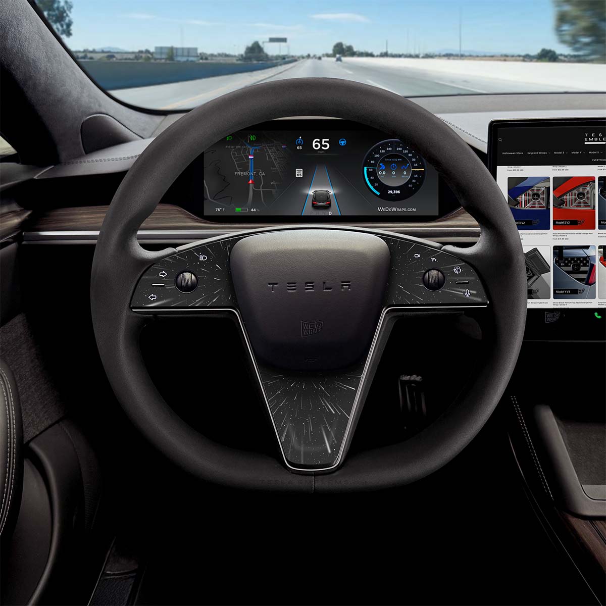Warp Drive Tesla Steering Wheel Trim Decal Kit (3pcs) | Model S ’21-26