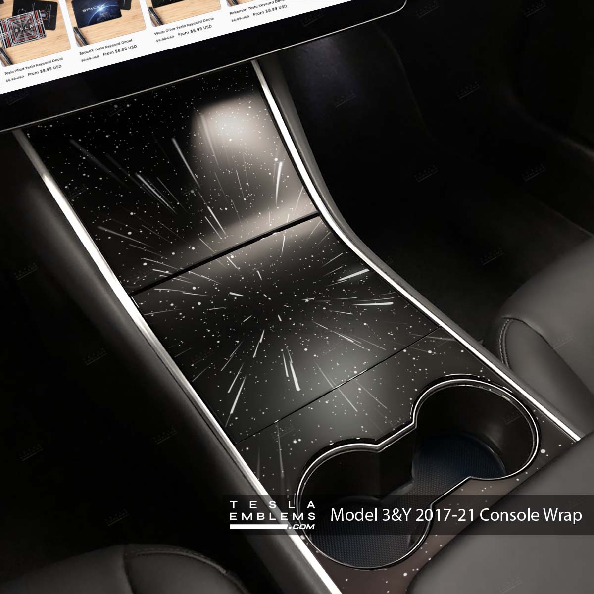 Warp Drive | Tesla Center Console Wrap Kit | Model 3 ’17-20
