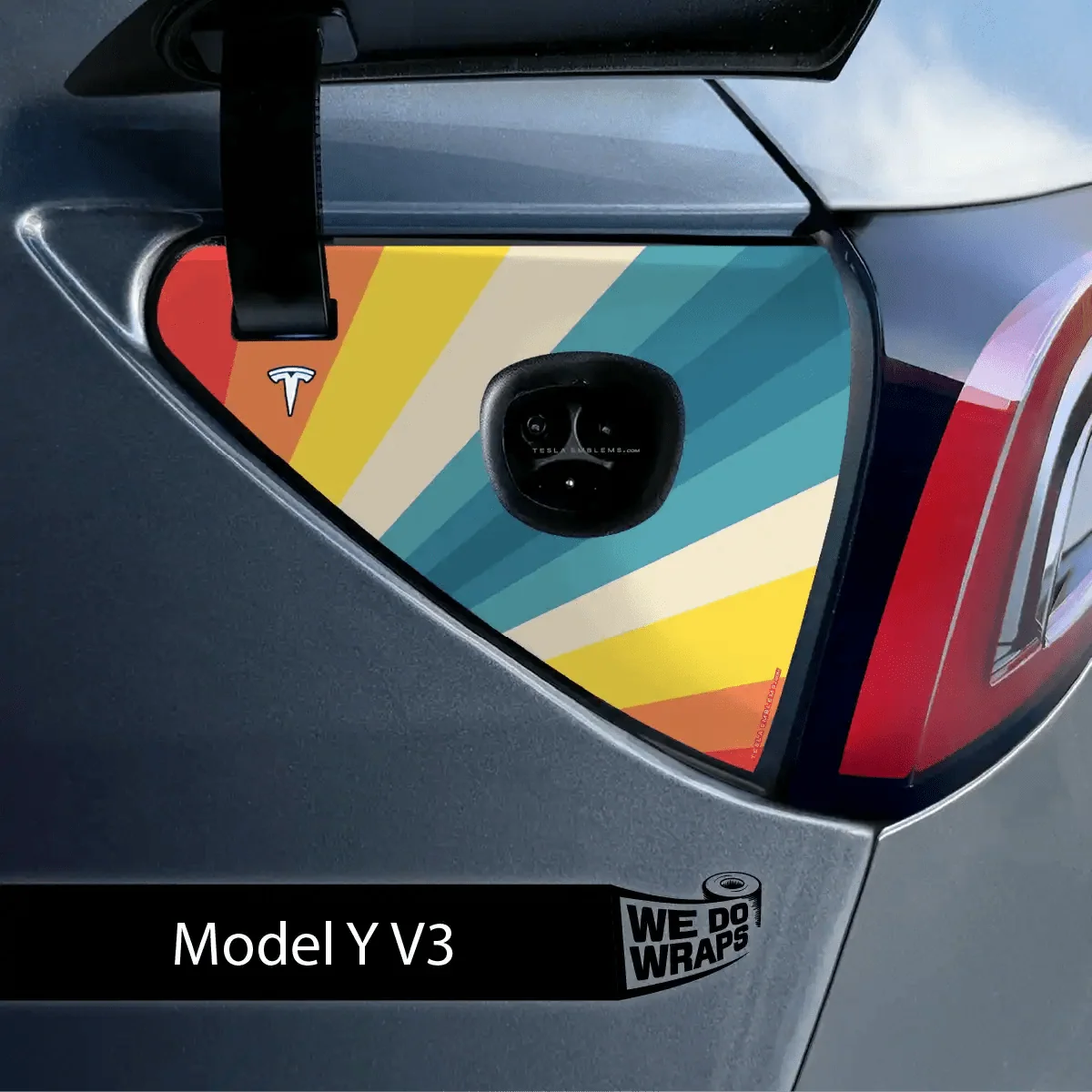 Wave Rider Stripes Tesla Charge Port Wrap | Model Y