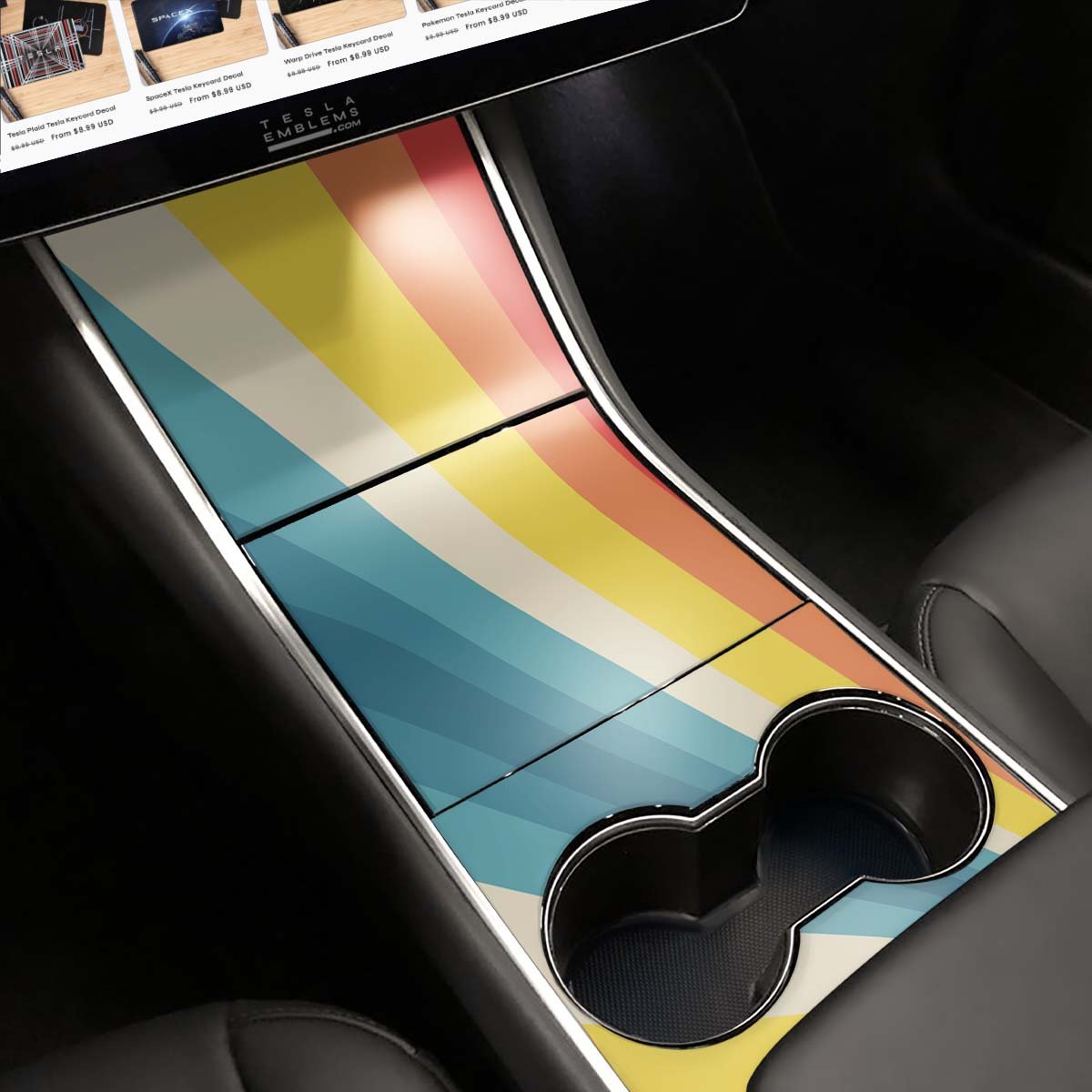 Wave Rider Stripes | Tesla Center Console Wrap Kit | Model 3 ’17-20