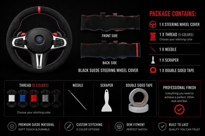 BMW G-Series Alcantara Suede Steering Wheel Cover DIY (Plain Alcantara) G80 G20 G30 M3 M4 M340i