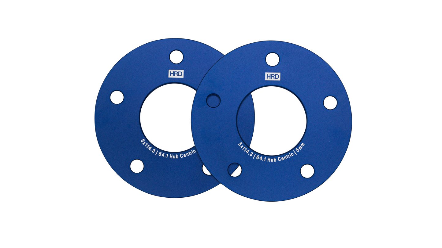 HRD Precision Machined 5mm Hub Centric Wheel Spacers (5x114.3 / 64.1mm / M12)