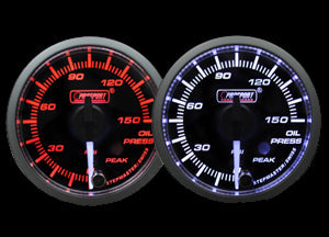 2-1/16" Premium White Pointer Clear Lens Amber/White Oil Pressure Gauge