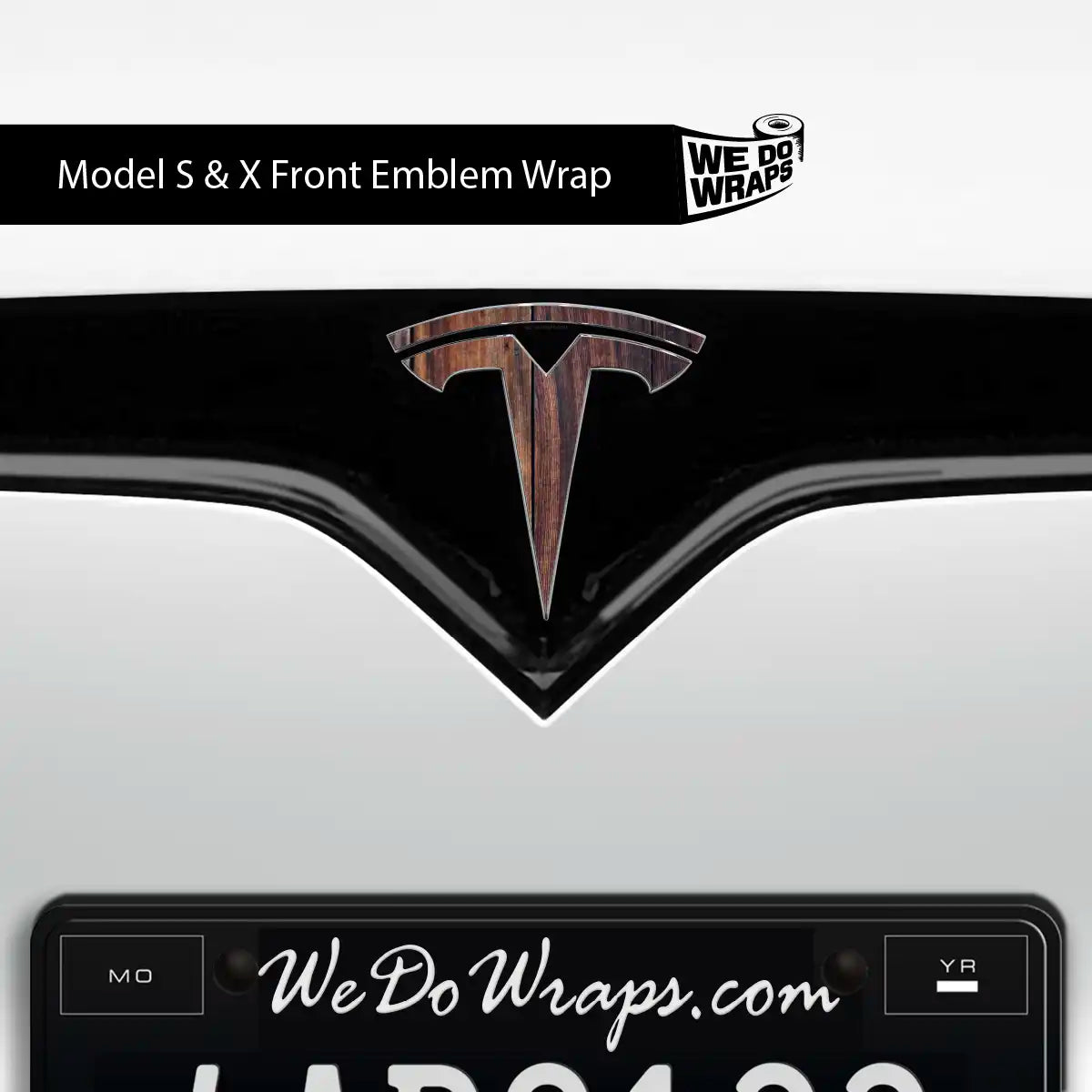 Wood Grain Tesla Emblem Decals (Front + Back) | Model X