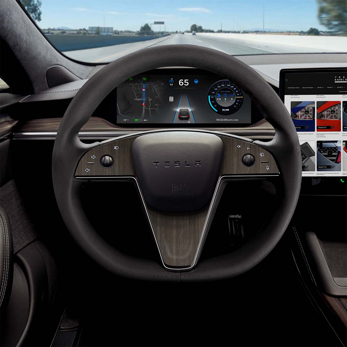 Dark Cherry Woodgrain Tesla Steering Wheel Trim Decal Kit (3pcs) | Model S ’21-26
