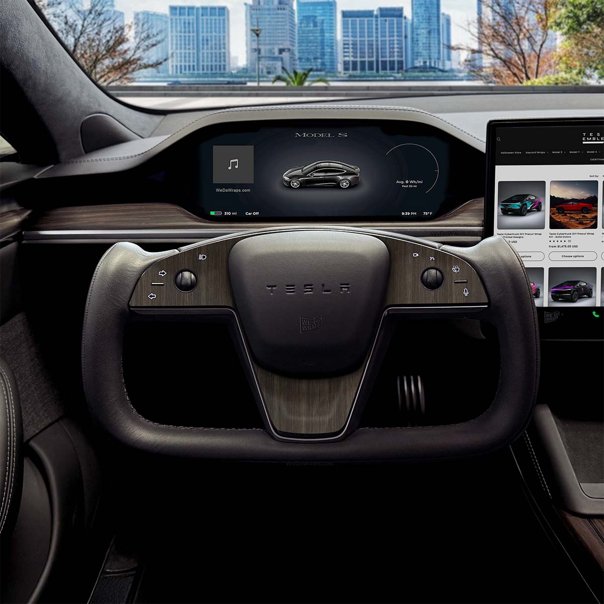 Dark Cherry Woodgrain Tesla Steering Wheel Trim Decal Kit (3pcs) | Model S ’21-26