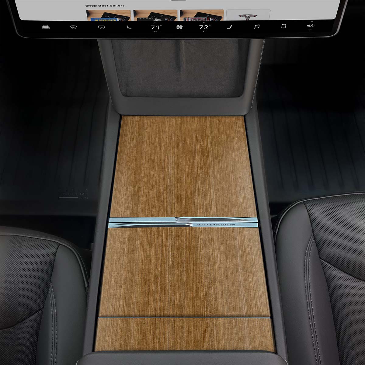 Golden Oak Woodgrain | Tesla Center Console Wrap Kit | Model 3 '24-26 Refresh