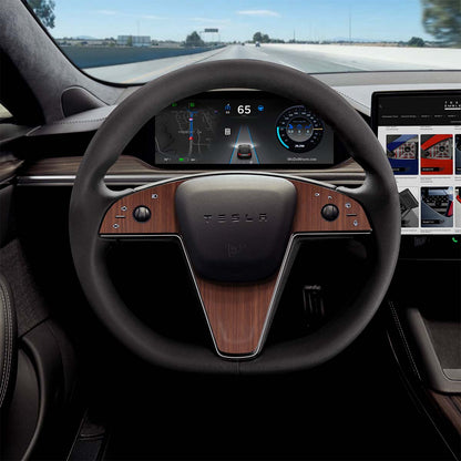 Redwood Woodgrain Tesla Steering Wheel Trim Decal Kit (3pcs) | Model X ’21-26