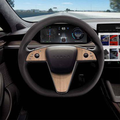 White Ash Woodgrain Tesla Steering Wheel Trim Decal Kit (3pcs) | Model X ’21-26