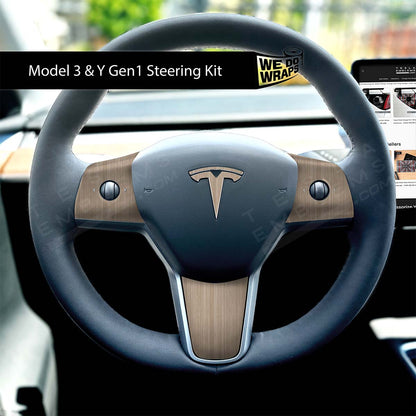 White Birch Woodgrain Tesla Steering Wheel Wrap | M3 2017-Jan 2024