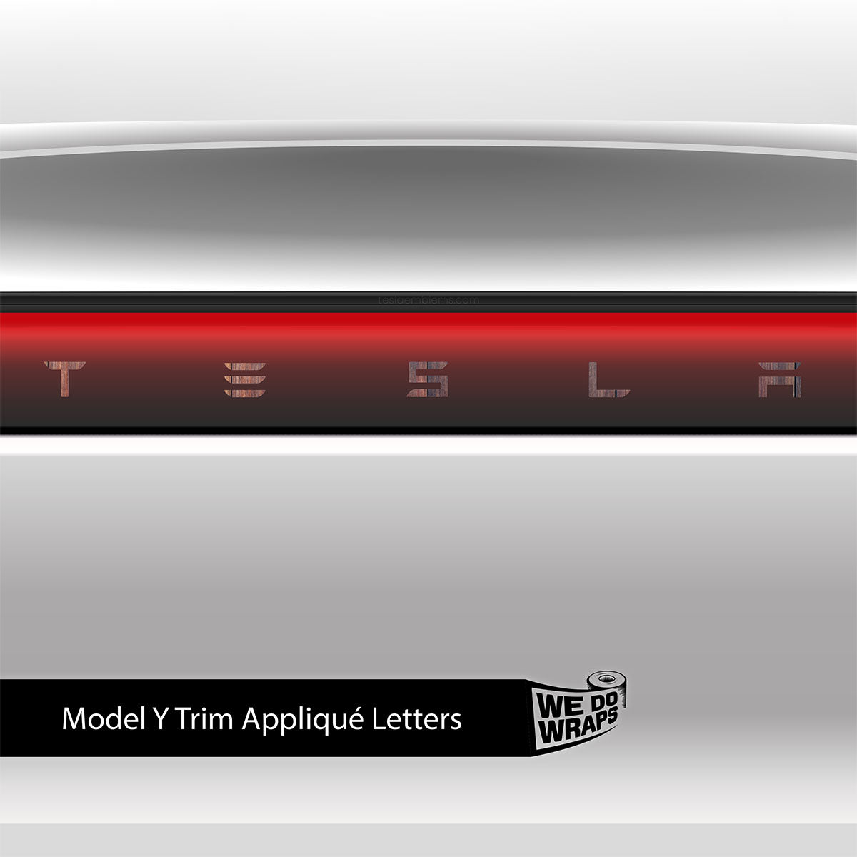 Wood Grain Tesla Emblem Decals (Front + Back) | Model Y