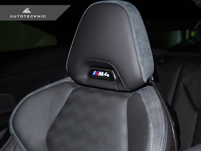 AutoTecknic Dry Carbon Front Seat Illuminated Emblem Surround Set - BMW M