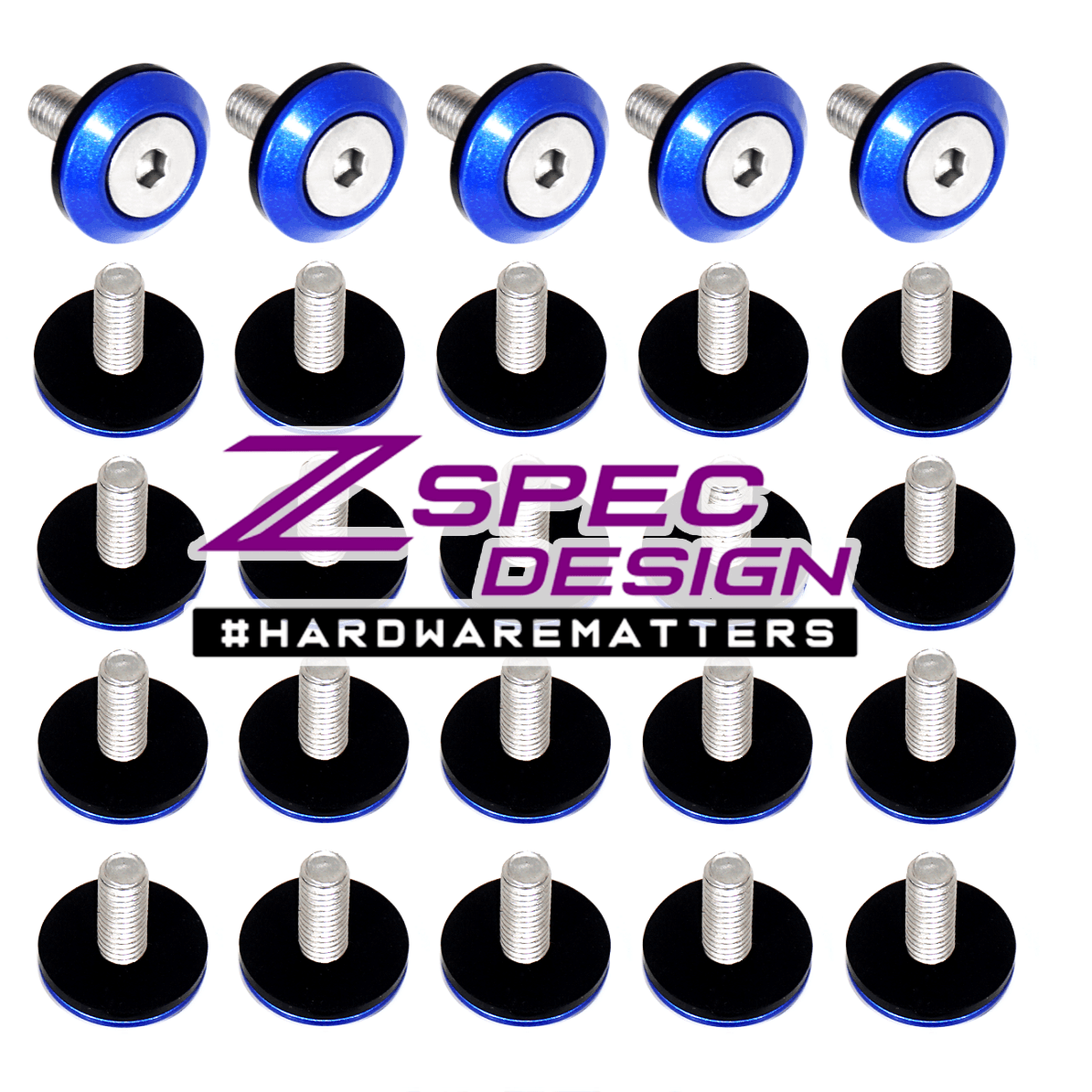 ZSPEC 25-Pack, FHSC M6x20mm Stainless & Billet Finish Washers, Silicone Washers