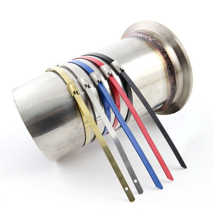Stainless Steel Zip Tie Kit for Heat Wrap - 12" x 5mm - 5 Piece Black