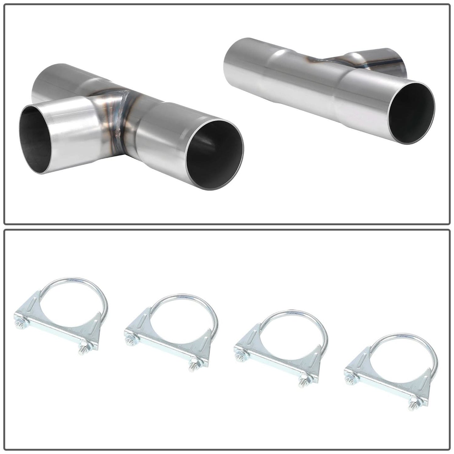 Universal Dual Exhaust Kit 16pc 3-3.15" OD Mild Steel Pipes