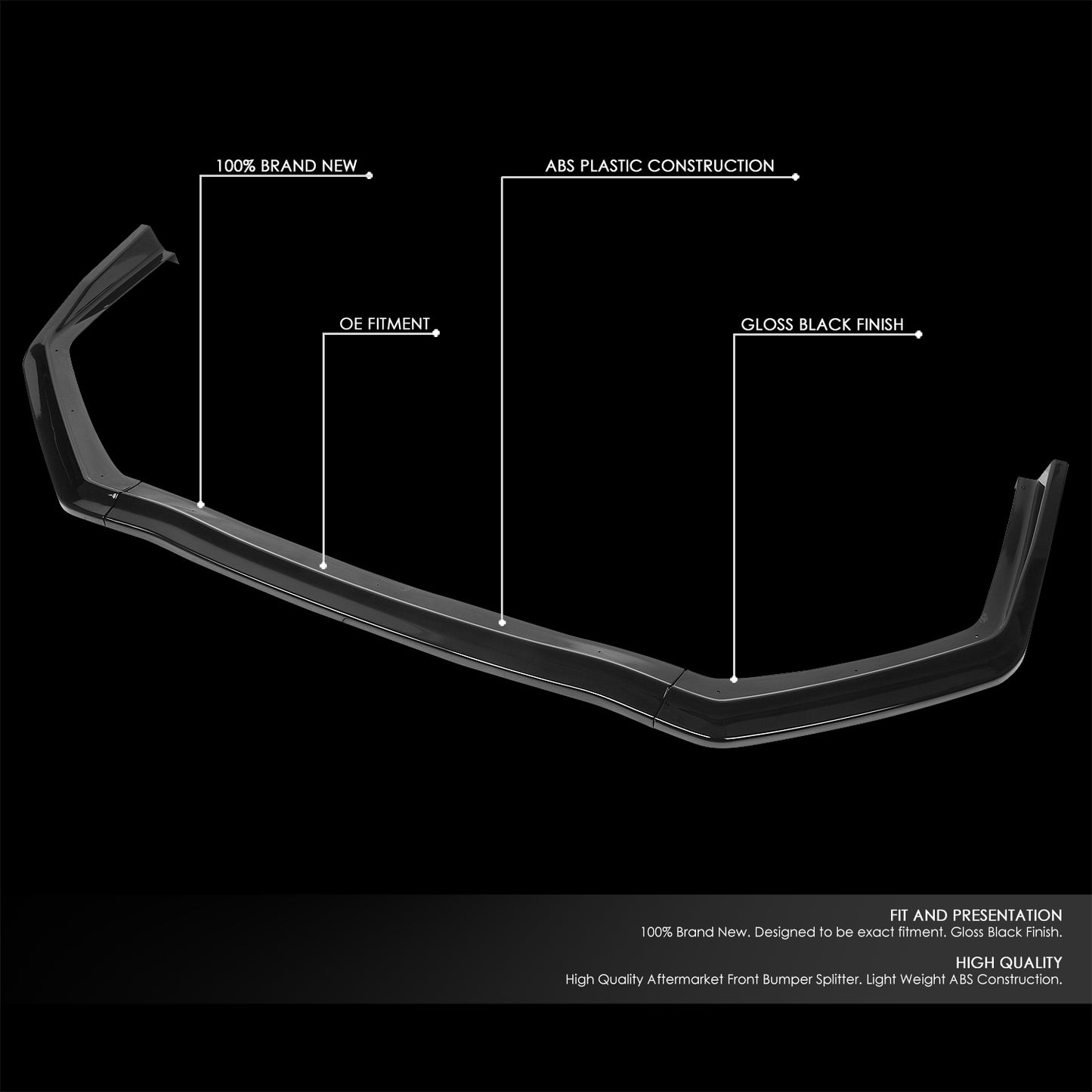 GEN PERFORMANCE 15-20 SUBARU WRX STI CS-STYLE GLOSS BLACK FRONT BUMPER LIP