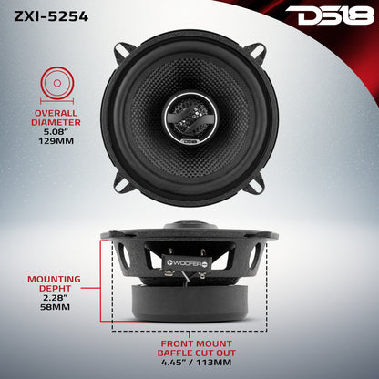 ZXI 5.25" 2-Way Coaxial Speakers with Kevlar Cone | 60 Watts RMS 4-Ohm