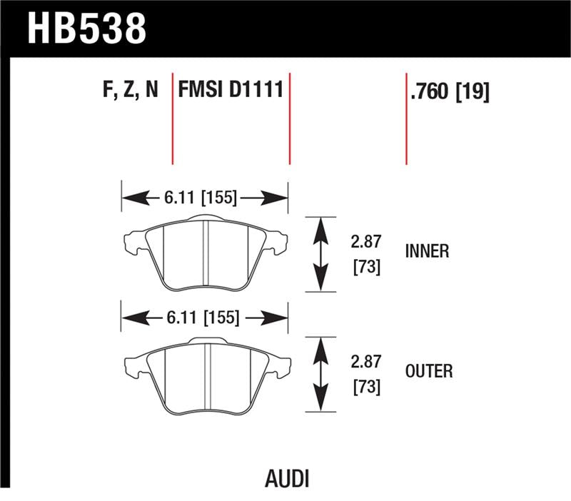 Hawk 2009-2009 Audi A4 Cabriolet HPS 5.0 Front Brake Pads