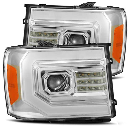 AlphaRex 07-13 GMC 1500HD PRO-Series Proj Headlights Plank Style Gloss Blk w/Activ Light/Seq Signal 880605 *Discontinued
