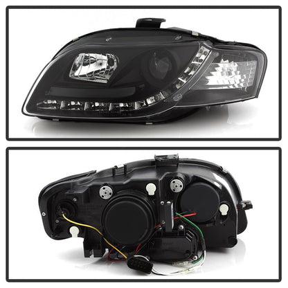 Spyder Audi A4 06-08 Projector Headlights Halogen Model Only - DRL Black PRO-YD-AA405-DRL-BK 5008572