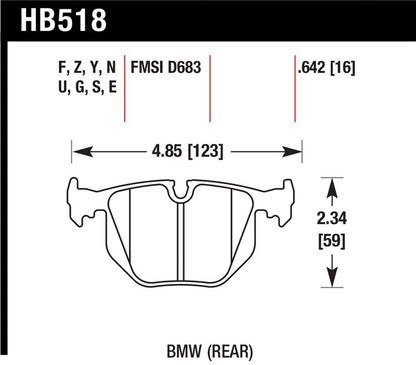 Hawk 2001-2006 BMW 330Ci HPS 5.0 Rear Brake Pads