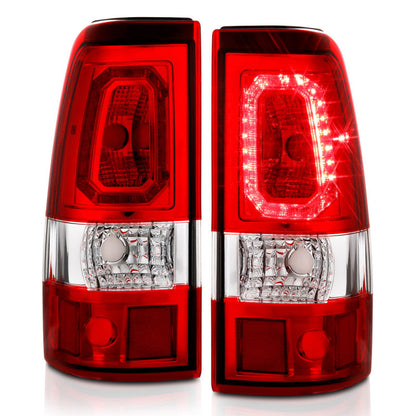 ANZO 1999-2002 Chevy Silverado 1500 LED Taillights Plank Style Chrome With Red/Clear Lens 311326