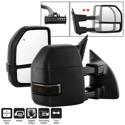 SPYDER xTune 08-15 Ford F-250 SD Heated Adj LED Signal Power Mirror - Smoke (MIR-FDSD08S-G4-PW-SM-SET) 9943096