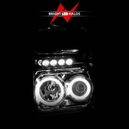 Anzo 2008-2010 Ford F-250 Projector Headlights w/ Halo Chrome (CCFL)