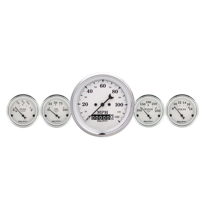 AutoMeter Gauge Kit 2 Pc. Quad & Speedometer 3-3/8in. Old Tyme White 1600