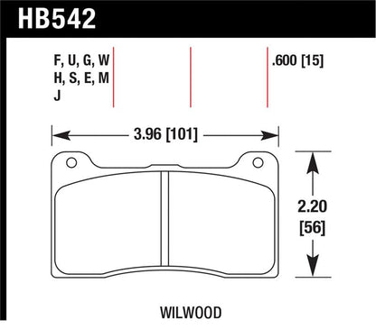 Hawk Wilwood Dynapro Narrow Mount/NDL/Radial Mount Billet DTC-60 Race Brake Pads