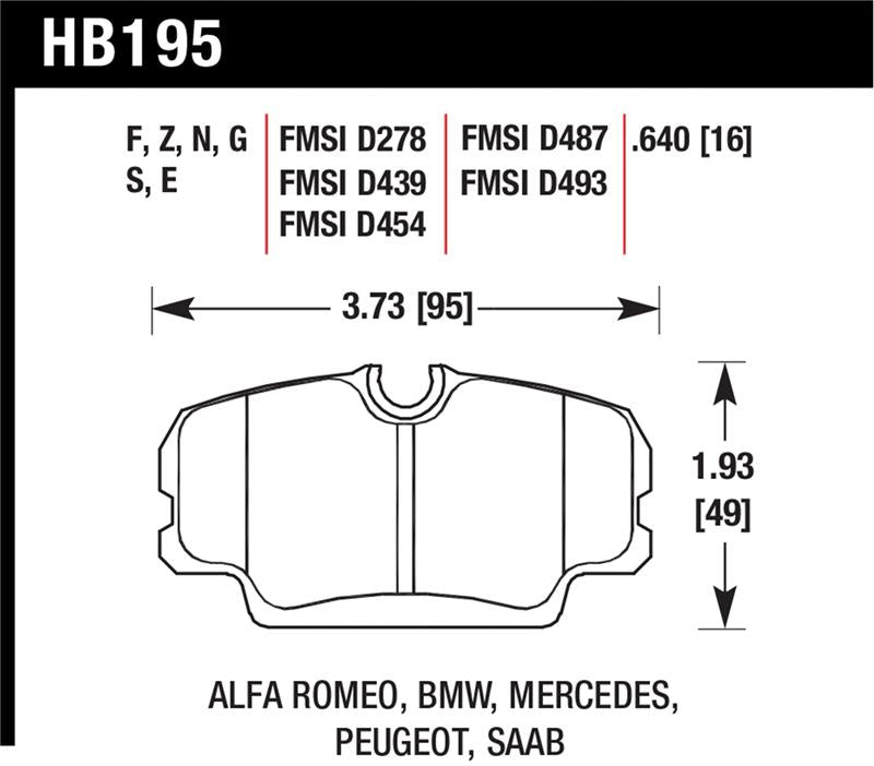 Hawk 84-4/91 BMW 325 (E30) HT-10 HPS Street Front Brake Pads