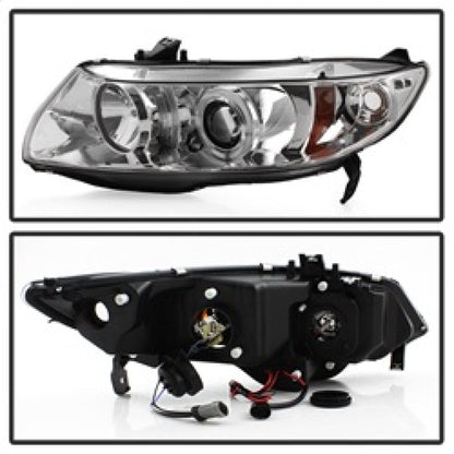 Spyder Honda Civic 06-08 2Dr Projector Headlights LED Halo Chrome High H1 Low H1 PRO-YD-HC06-2D-HL-C 5010797