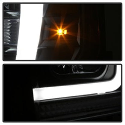 Spyder 08-10 Ford F-250 Projector Headlights V2 - Light Bar DRL LED - Black PRO-YD-FS08V2-LB-BK 5084477