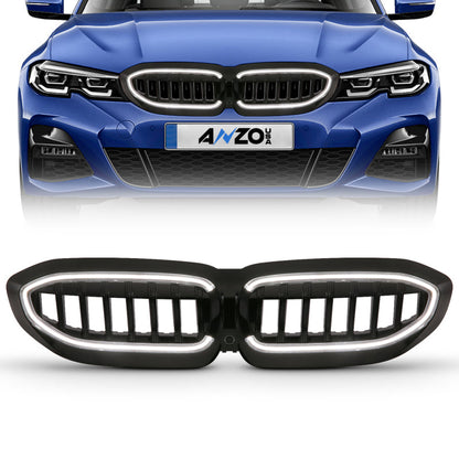 ANZO 19-22 BMW 3 Series Black Housing Full LED Front Grille w/ Initiation & Running Light 901027