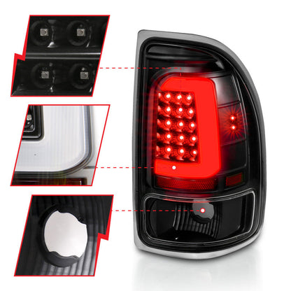ANZO 1997-2004 Dodge Dakota LED Taillights Black Housing Clear Lens Pair 311347