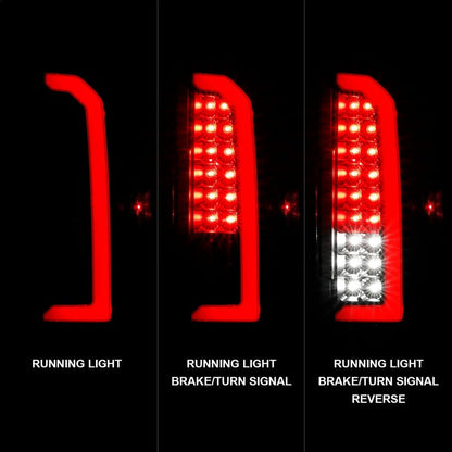 ANZO 15-21 Chevrolet Colorado Full LED Tail Lights w/ Red Lightbar Black Housing Clear Lens 311432