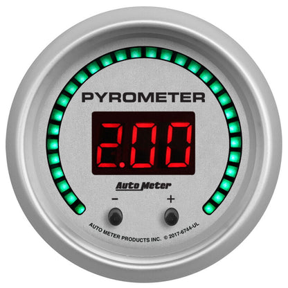 Autometer 52.4mm Silver Two Channel 0-2000 Degree Pyrometer (EGT) Ultra-Lite Elite Digital Gauge 6744-UL
