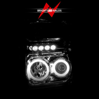 Anzo 2008-2010 Ford F-250 Projector Headlights w/ Halo Chrome (CCFL)