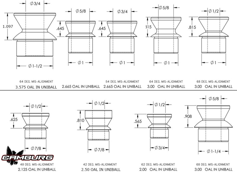 Camburg 1in. x 1/2in. Tall Hi-misalignment Spacers (pair) CAM-040067