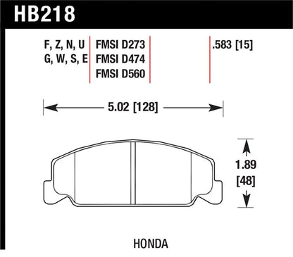 Hawk 88-89 Civic Si / 92-00 Civic CX / 88-00 DX / 98-00 GX HPS Street  Front Brake Pads